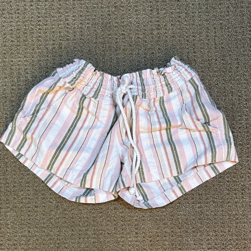 Roxy Pink and Green Striped Athletic Shorts